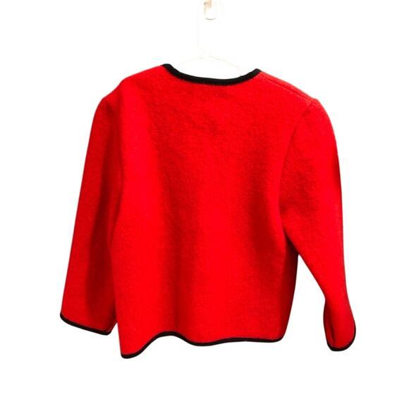 Vintage Elegance Seiler Norwegian Red Felted 100% Wool Jacket Size 116cm 6Y - Picture 2 of 12